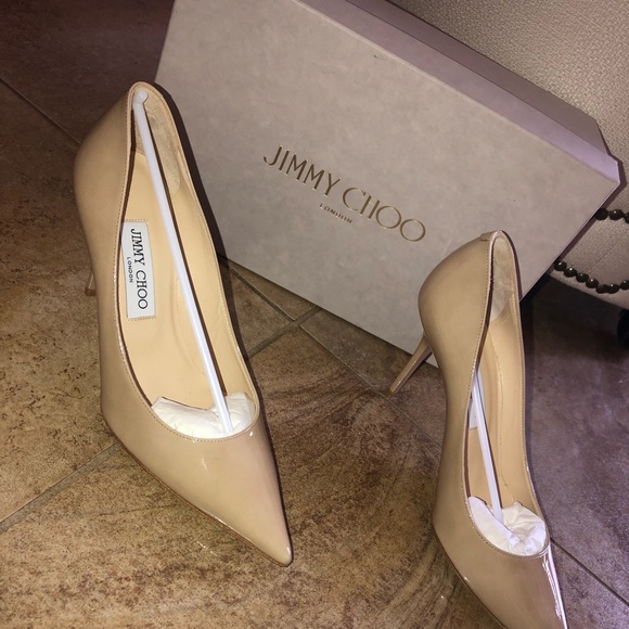 Jimmy Choo Agnes Patent Leather Pointed Toe Pumps - Picture 3 of 7